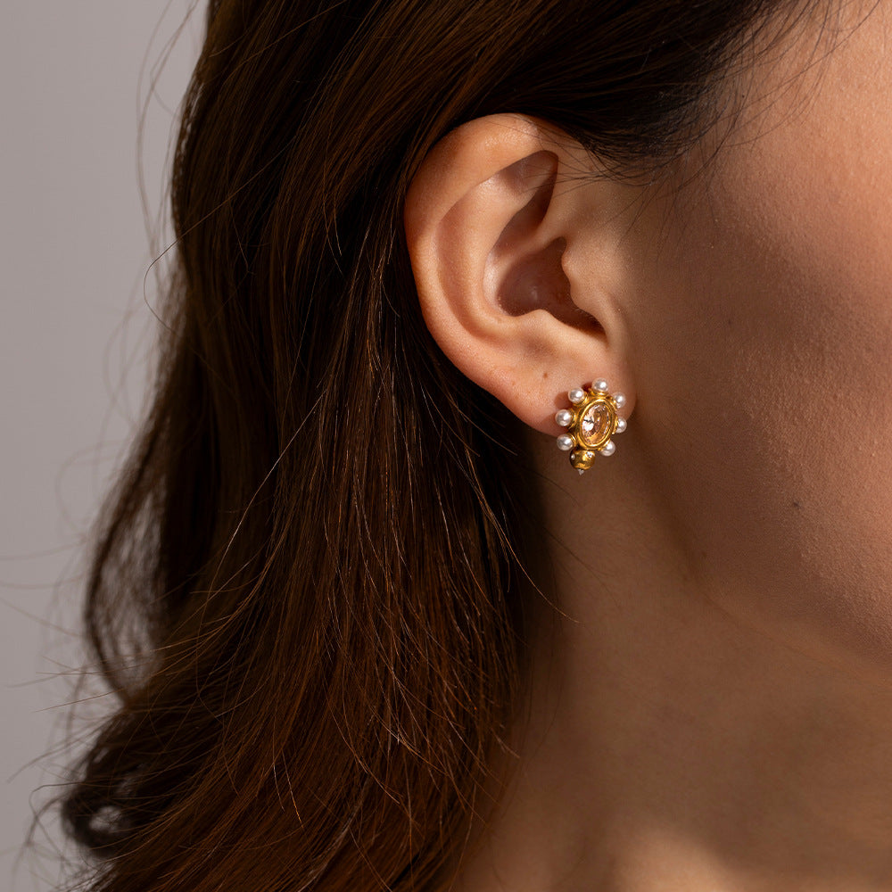 Sophisticated Gold Pearl Earrings