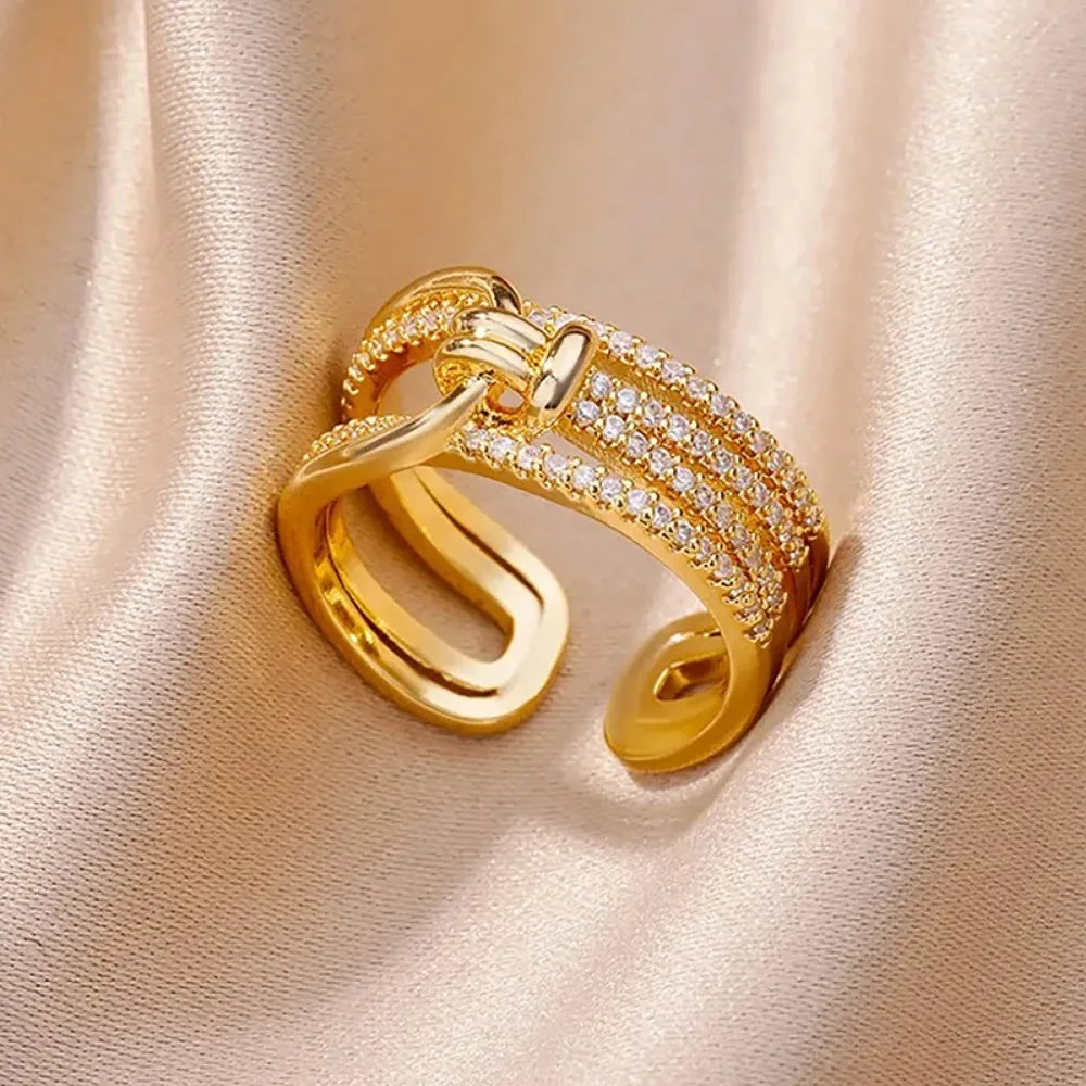 Golden Double Band Chain Ring (one size)