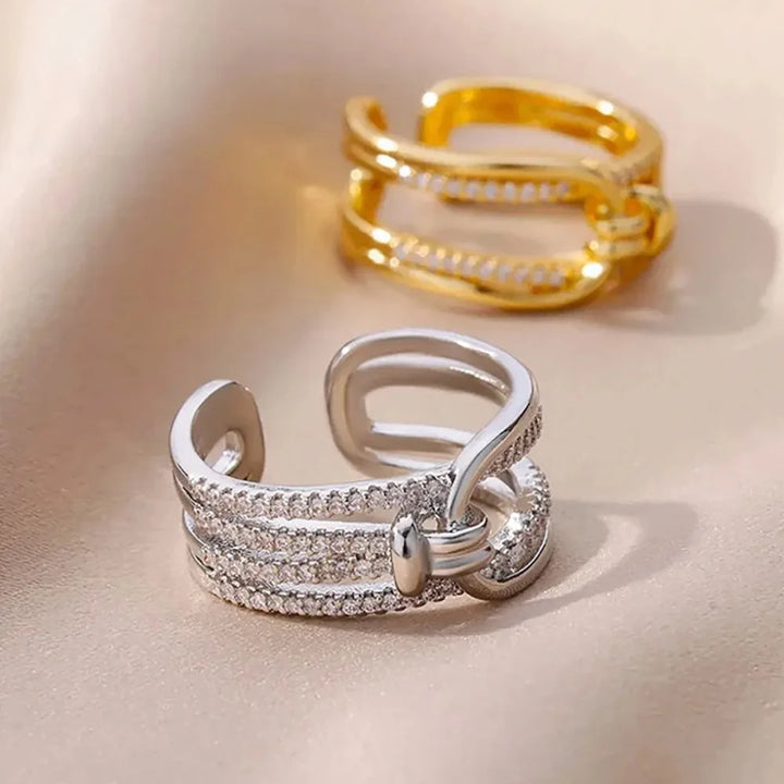 Golden Double Band Chain Ring (one size)